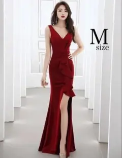 【ラスト1点！！】　ロング キャバドレス パーティードレス スリット ワイン 赤