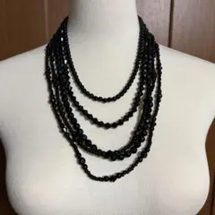 BELLA GENTE ベラジェンテ ブラック ビジュー チェーン ネックレス 