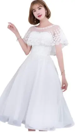 ミモレ丈 ドレス 二次会 結婚式 パーティードレス ウエディングドレス ボレロ付