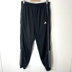 adidas トラックパンツ ブラック 3本ライン ジャージ メンズL