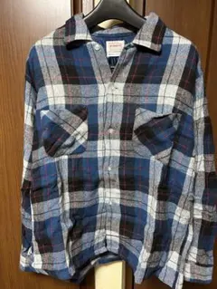 BRENTブレント　オープンカラーウールシャツ　吹き出しタグ60s L