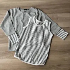 SHIPS ロンT ボーダータンクトップ ２枚セット 重ね着 110cm