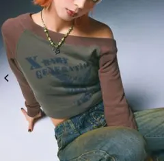 【X-girl】OFF THE SHOULDER SWEAT TOP