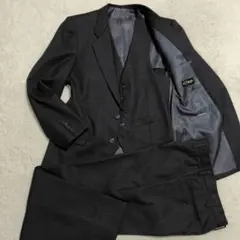 【極美品】3ピース スーツ セットアップ グレー ストライプ A6