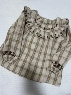 刺繍ブラウス120 チェックブラウス120