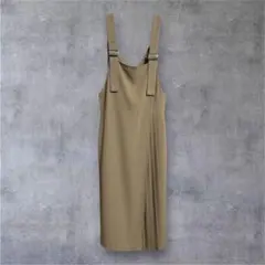 Ray BEAMS / サイドプリーツサロペットワンピース / ベージュ