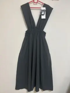 新品タグ付KOBE LETTUCEチャコールグレー Vネックジャンスカワンピース