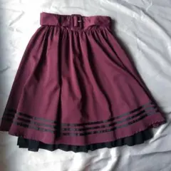 axes femme バーガンディ フレアスカート