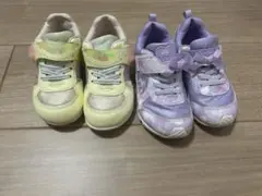 キッズスニーカーイエローパープルムーンスターラブラッシュキャロット女の子18cm