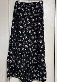 GU 花柄 ブラック ガウチョパンツ L