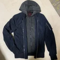 ZARA MAN ネイビー フード付きジャンパー S