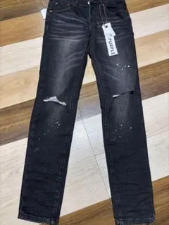 PURPLE BRAND デニムパンツ ブラック ペイント ダメージ - メルカリ