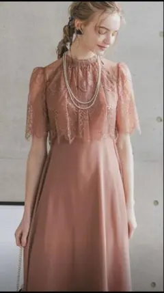 Dorry Dollプチハイネックフレアレーススリーブフィッシュテールワンピース