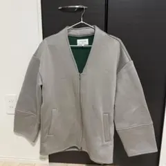 Samansa Mos2 グレー ジップアップパーカー