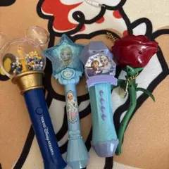 ディズニー アナと雪の女王 マイク　ステッキ 美女と野獣 光るライト おもちゃ