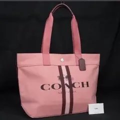 【美品】COACH コーチ キャンバス×レザー トートバッグ ピンク