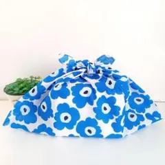 あずま袋◆手拭い◆エコバック◆コンビニバック◆ハンドメイド【北欧花柄・青】