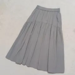 ホコモモラ ナイロン100% ティアードロングスカート グレー L 40