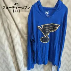 1点もの♪ 47 フォーティーセブン【XL】レディース フード付き ロンT 青