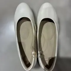 レザー フラットシューズ ホワイト 23.0cm