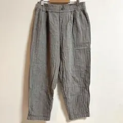 ゆったりテーラードパンツ　グレー　コットン　綿　シンプル　M ウエストゴム