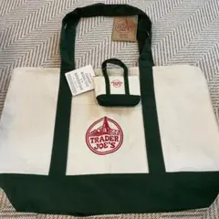 TRADER JOE'S キャンバス グリーントートバッグ大　マイクロトート2点