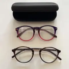 PCメガネ 2個セット 紫グラデ・ブラウン ブルーライトカット