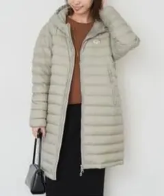 24aw 美品　ダントンフード付きロングダウン　ライトグレー スローブイエナ