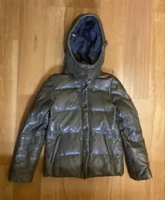00s【archive】レザーフードダウンジャケット グランジ