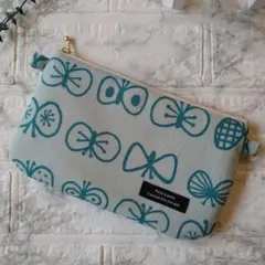 ちょうちょ柄 北欧柄 丸底フラットポーチ  マルチポーチ