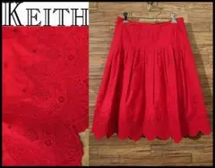 G② KEITH キース 花柄 フラワー 刺繍 レース プリーツ スカート 38