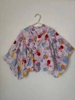 夏の風物詩柄 ピンク 女の子 浴衣 上下2点セット