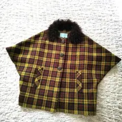 ウンディッチノーベ×ハリスツイード　ウール　チェック　ポンチョ　ジャケット