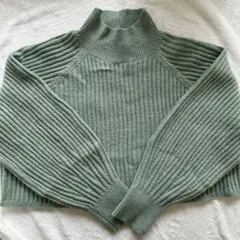 ワイドリブハイネックニット/ボリューム袖