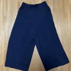 ネイビー ボタン付きガウチョパンツ　9号