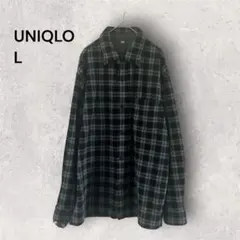 00s old ユニクロ フリース シャツ チェック グリーン ブラック L