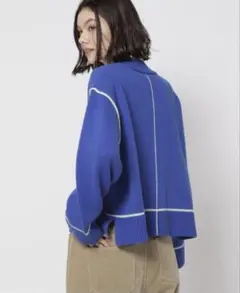 nico and. ニコアンド　パイピングタートルプルオーバー ニット　ブルー