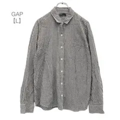 GAP/長袖シャツ/ギンガムチェック/着回し/春秋/ゆったり/綿100%/L/黒