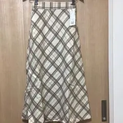 Melan Cleuge　シャギーチェックロングスカート　サイズM 秋冬用