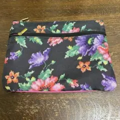 【美品】FEILER フェイラー　ポーチ　ピンク　花柄　黒　軽量　おしゃれ