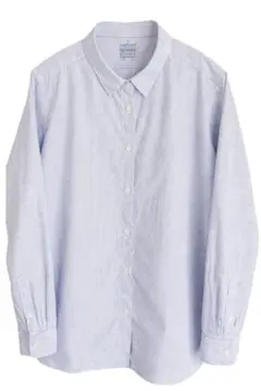 無印良品☆薄い青 ストライプ コットンシャツ 長袖