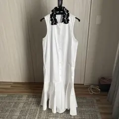 ZARA ホワイト ノースリーブ シャツワンピース