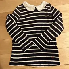 プチバトー 長袖カットソー ストライプ 100cm 襟付き　Tシャツ