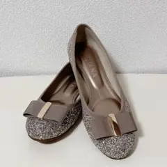 DIANA グリッター リボン付き フラットシューズ