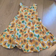 ひまわり柄 ノースリーブワンピース 100