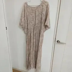 CIAOPANIC TYPY　オシャレ刺繍入りベージュ2役半袖ロングワンピース