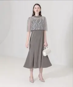 leja ケープ風スパンコール刺繍ボレロマーメイドキャミワンピースセット ドレス