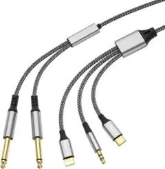 セール価格★3in1オーディオ6.35mｍ変換ケーブルUSBCLightning