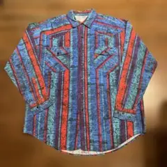 90's ウエスタンシャツ 地図柄 古着 ヴィンテージ