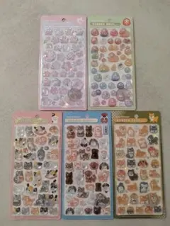 【正規品】ボンボンドロップシール 和柄 だるま 桜 猫 日本犬 柴犬 5枚セット